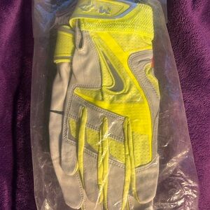 Nike Yellow and Gray Game-Day Gloves